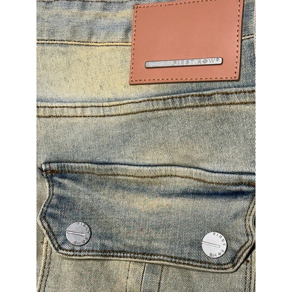 Men Stacked Jeans Multi Cargo Pockets Denim Pants on - Picture 7 of 14